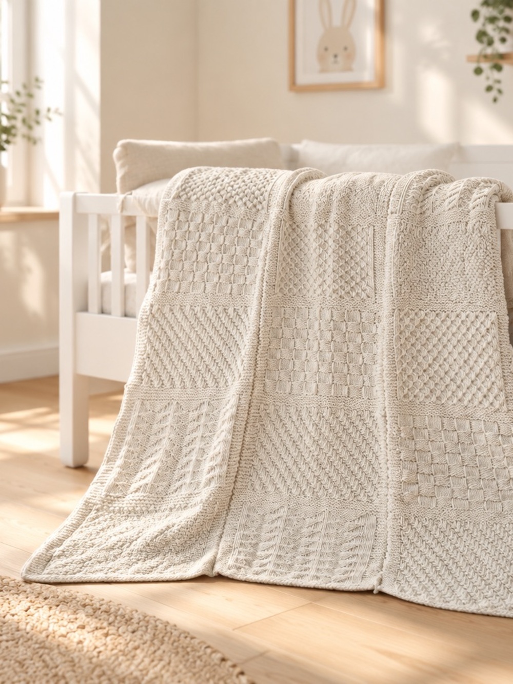 Handmade Cream Patchwork Afghan Baby Blanket